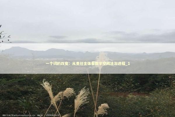 一个词的改变:从责任主体看数字空间法治进程_1 一个词的改变:从责任主体看数字空间法治进程_1 新闻