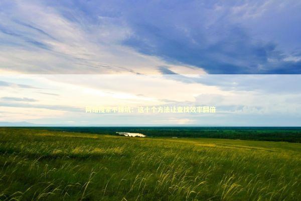 网络搜索不踩坑：这十个方法让查找效率翻倍 IT技术